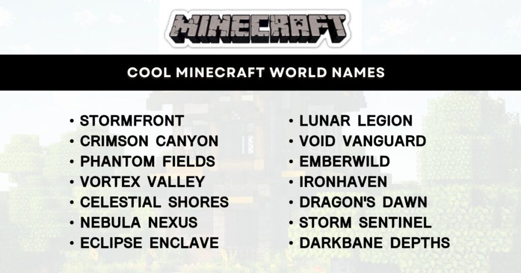 Cool Minecraft World Names